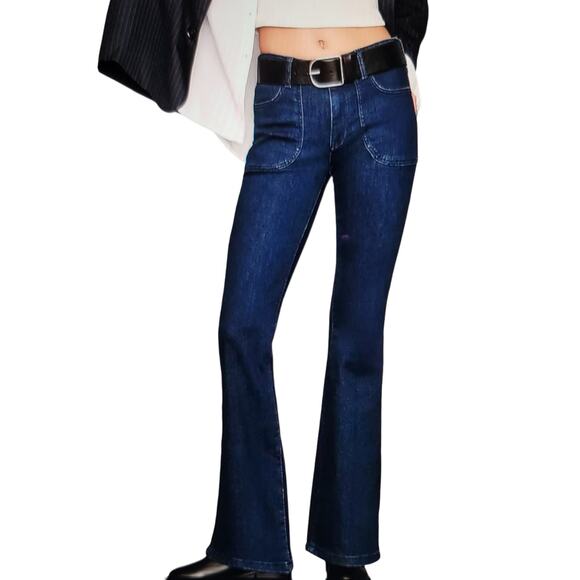 NWT Anthropologie Pilcro Jeans "The Icon" Women's Sz 34 Stretch Dark Blue - Picture 1 of 13